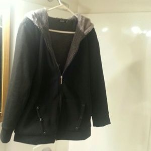 Black and charcoal hooded sweatshirt