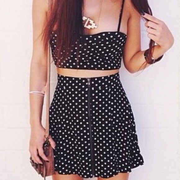 LF black and white polka dot bustier top! - Picture 4 of 4