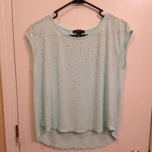 Sweet Blue, Gold Rhinestoned Top!