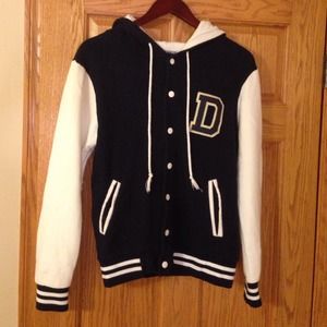 Navy and white "letter" jacket