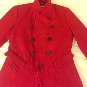 Beautiful red military pea coat