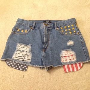 Studded American flag shorts