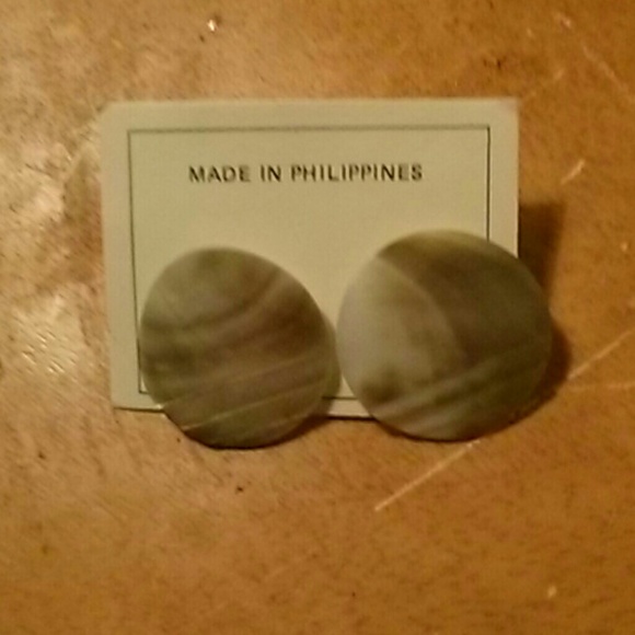 Abalone shell stretch bracelet+earrings - Picture 2 of 3