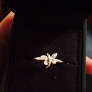 Dragonfly diamond white gold ring