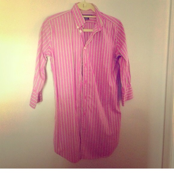 Ralph Lauren Shirt Dress. Pink and Green. 6