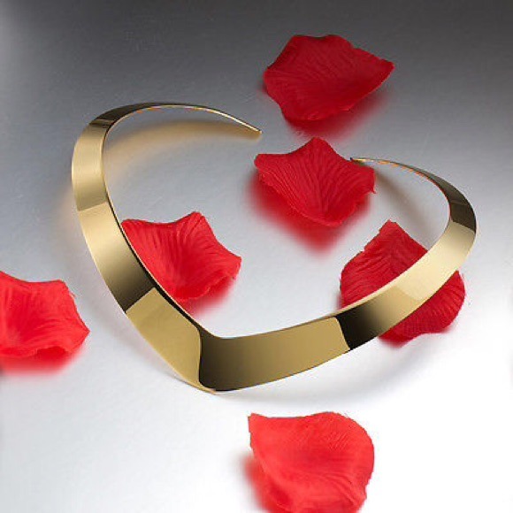New!Gold Necklace Stainless Steel Domed Collar
