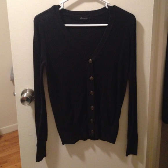 Black cardigan with gold buttons