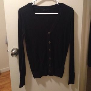 Black cardigan with gold buttons