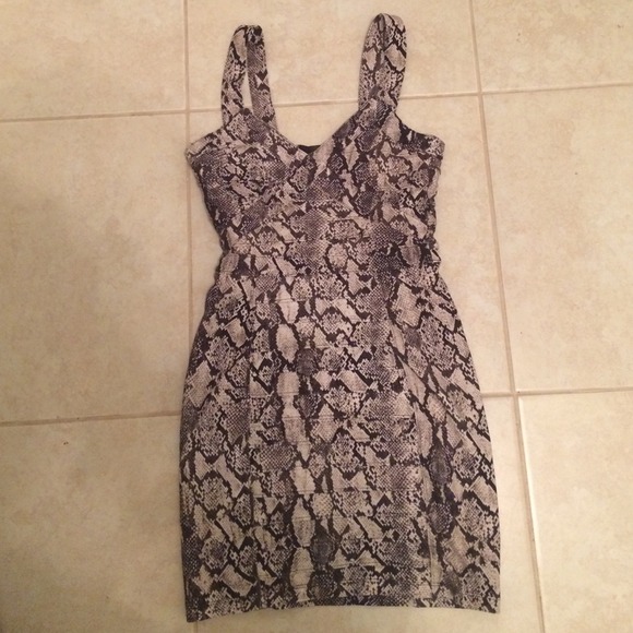 Snakeskin bandage body con dress