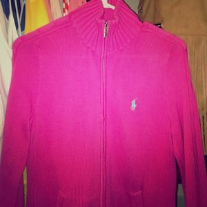 POLO pink zip up sweater