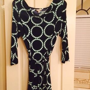 Banana Republic Dress! Navy, Green & White Pattern