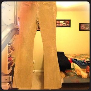 Khaki courdoroy slender boot cut jeans