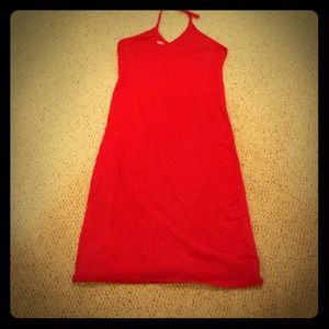 Red stretchy "sporty " halter dress
