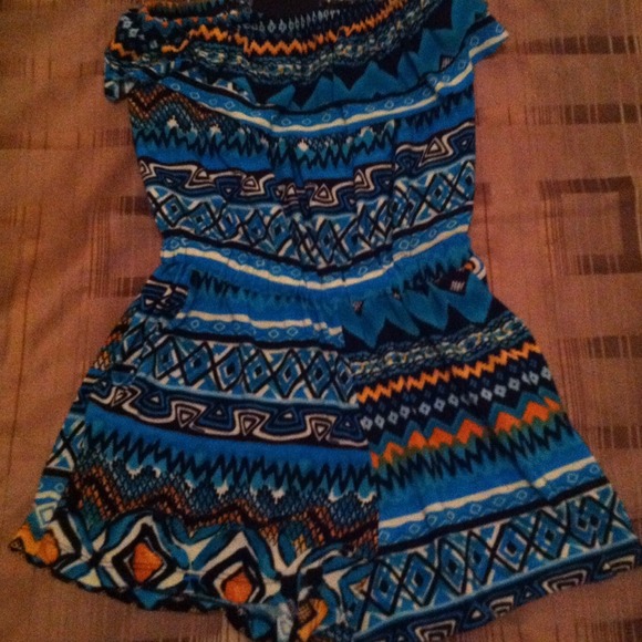 Blue Aztec romper