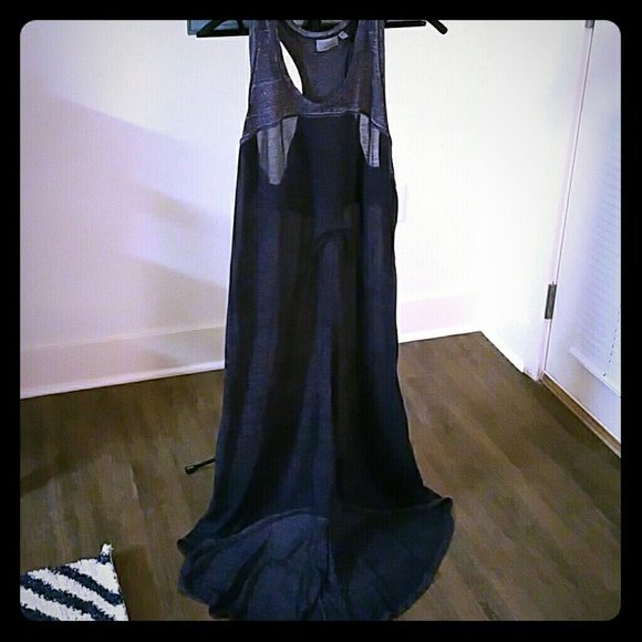 Athleta blue asymmetrical hem beach maxi dress