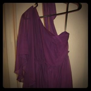 One shoulder purple chiffon dress