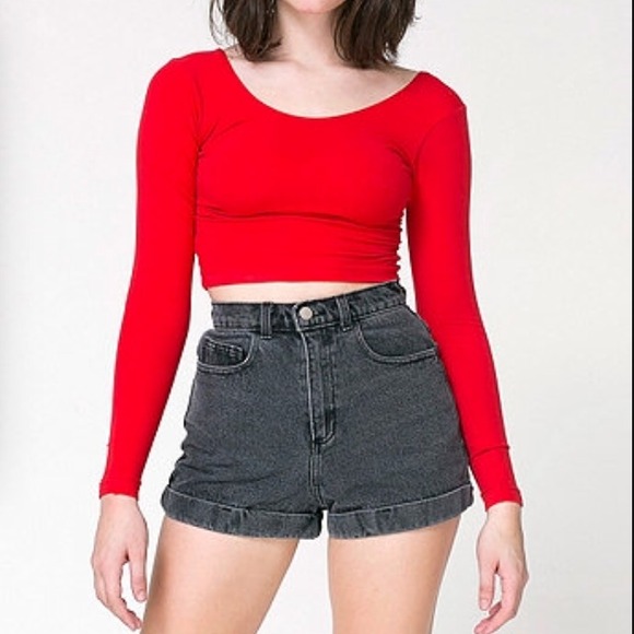 American Apparel High Waisted Grey Denim Shorts