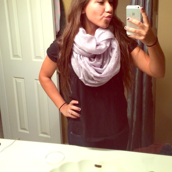 Light gray Aerie infinity scarf.