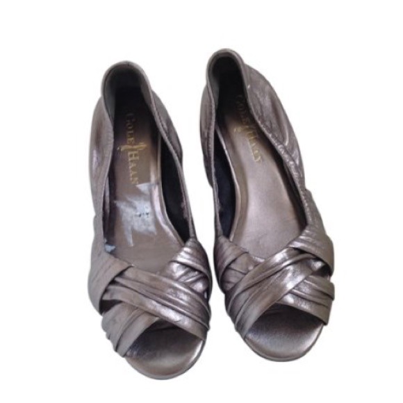 Cole Haan Crisscross Strap Metallic Flats - Picture 1 of 3
