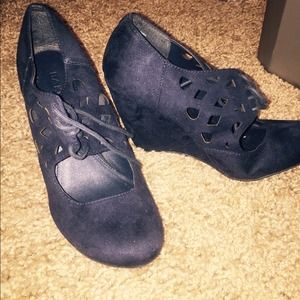 Blue Bakers wedge cut out bootie