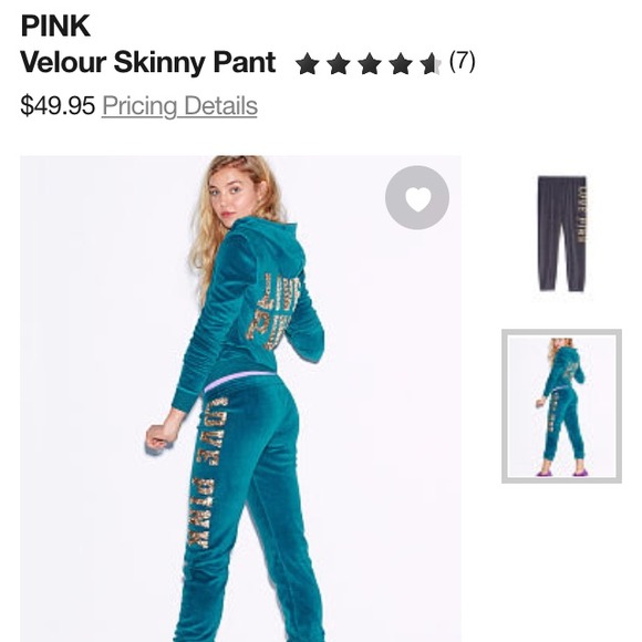 NWT VS TEAL VELOUR SKINNY JOGGING PANTS SIZE MED