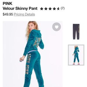 NWT VS TEAL VELOUR SKINNY JOGGING PANTS SIZE MED