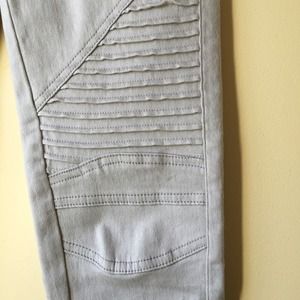 Light grey motorcycle jeggings
