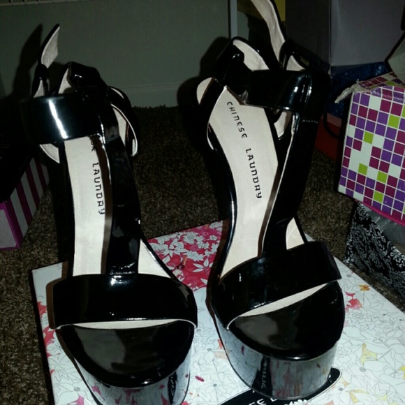 Black cut out heels