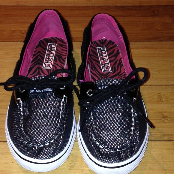 Black sparkly sperrys