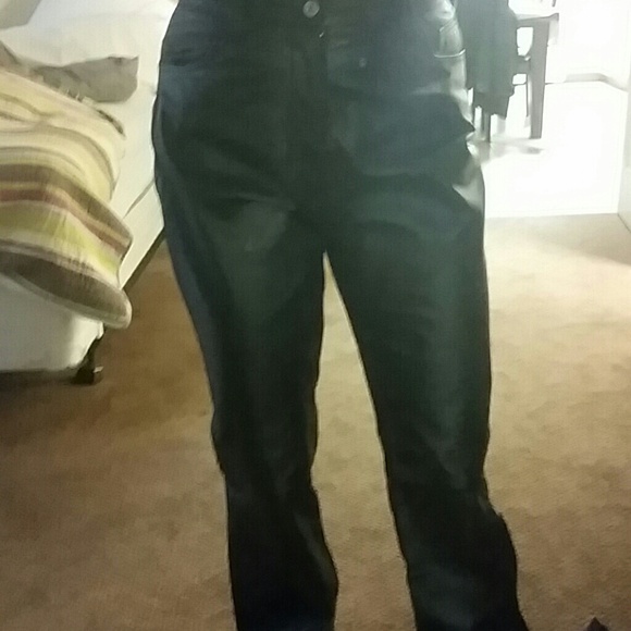 REDUCED Real leather black pants lined