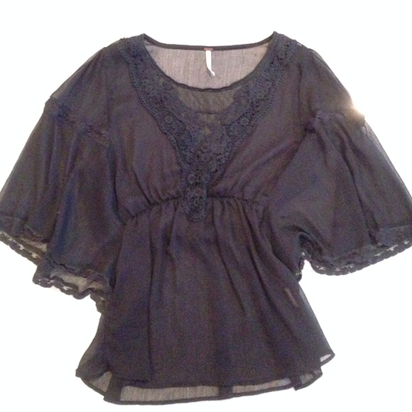 Free people sheer black top
