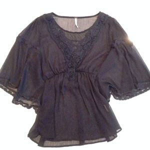 Free people sheer black top