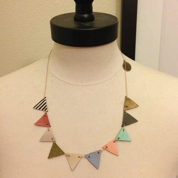 Anthropologie Jewelry - Anthropologie Leather Bunting Necklace