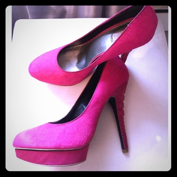 RACHEL Rachel Roy Hot Pink Pony Hair high heels