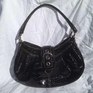 Nine West Black Faux Alligator Purse
