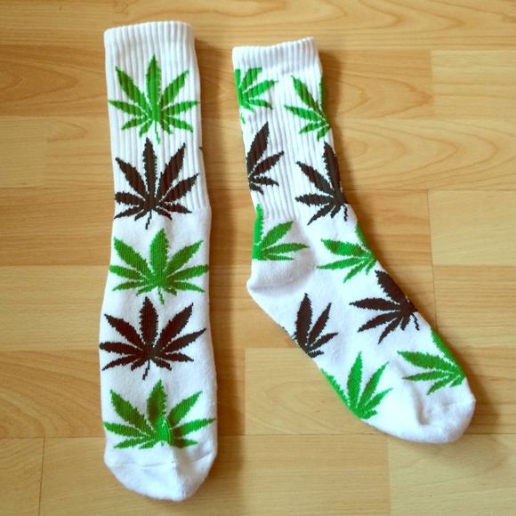 HUF White / Lime Green Plantlife Socks