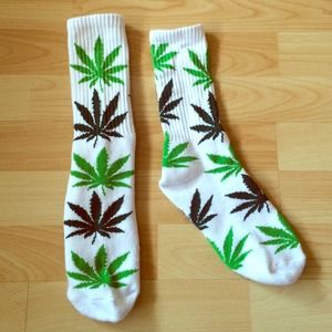 HUF White / Lime Green Plantlife Socks