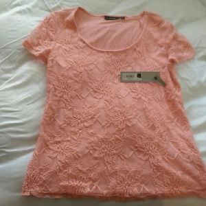 APT9 short sleeve lace front shirt