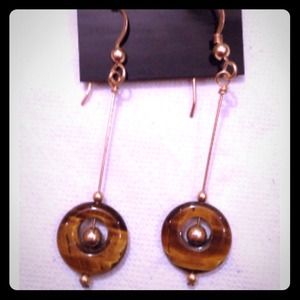 Tiger Eye donut droplet earrings