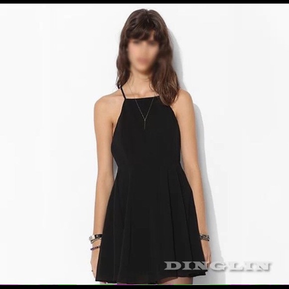Black Halter Skater Dress - Picture 1 of 2