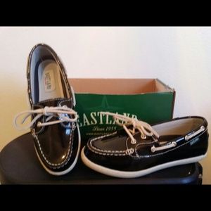 NEW! EASTLAND BOAT SHOE ROSY BLACK PATENT