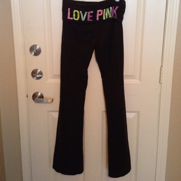 PINK sequined yoga pants