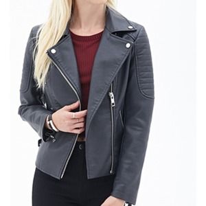 Faux  black Moto style jacket w/ pockets & zip cuf