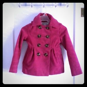 Girl's Magenta Pea Coat