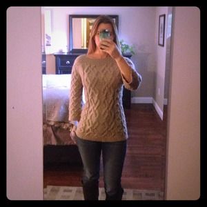 Ann Taylor Loft Cable Knit Sweater - Oatmeal color