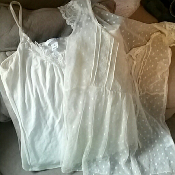 Cream colored tank and lace top