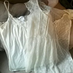 Cream colored tank and lace top