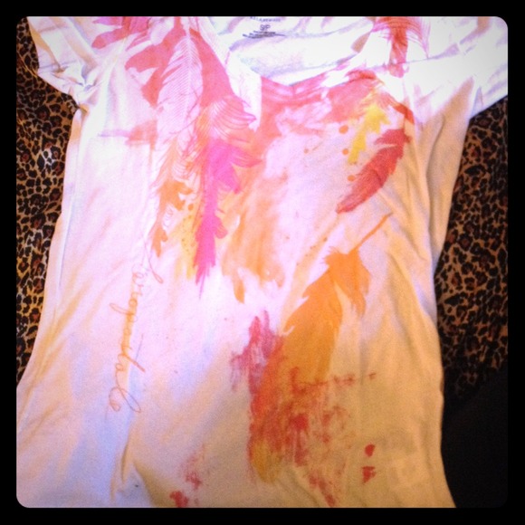 Sunset colored feather shirt!