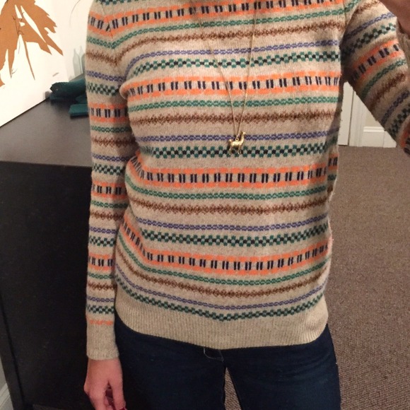 L M J.Crew Factory Fair Isle Sweater With Stripes NWT Size S