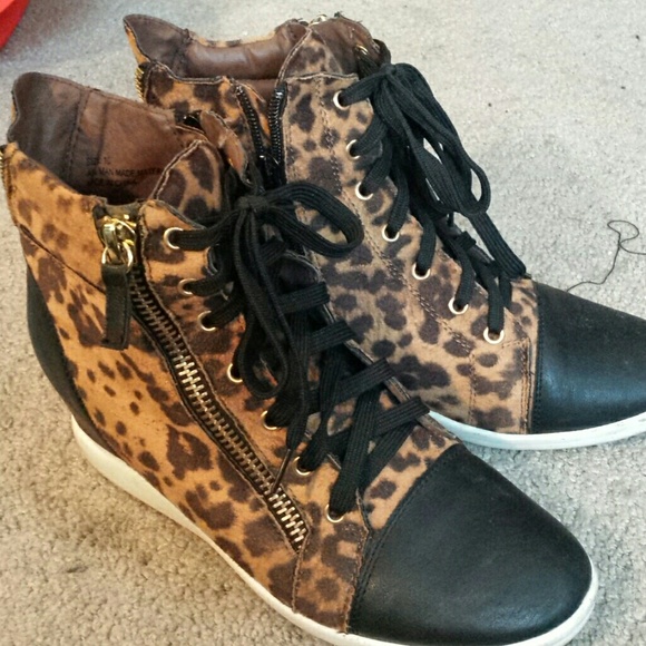 Cheetah sneaker wedges